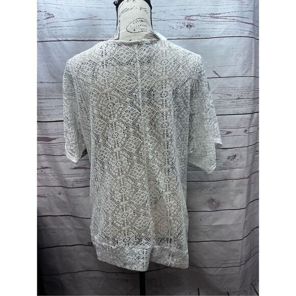 Espresso large white lacy t shirt with black/gray pattern (2063) - Picture 2 of 4